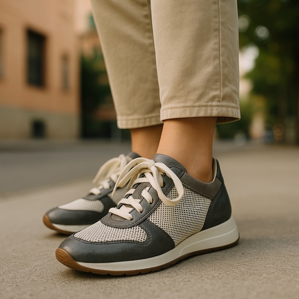 Michael Kors Billie Silver Metallic Sneaker Trainer 7.5‎ Women Lace Athleisure